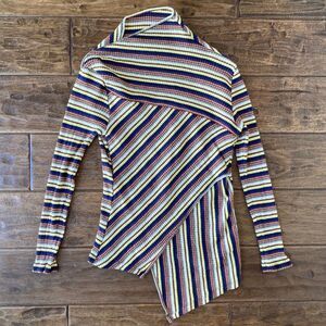 Marques Almeida x 7 For All Mankind Women's Asymmetric Striped Blouse Size XS